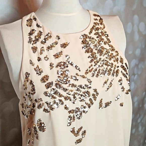 Bebe | Cream Sequined Special Occasion Dress - Picture 2 of 9